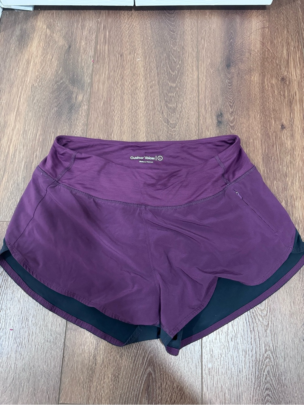 Outdoor Voices Plum Layered Athletic Shorts